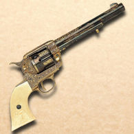1873 Cavalry Single Action Revolver - Gold Engraved Finish