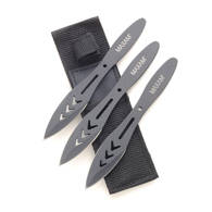 Unique Triple Threat - Blackened one-piece stainless steel throwing knives