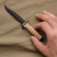 Military Type Khaki Finish Neck Knife