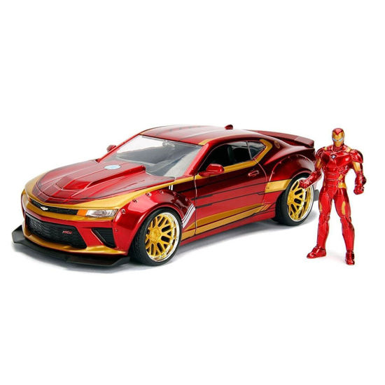 2016 Camaro SS 1:24 scale die-cast model by Jada Toys includes die-cast Iron Man Marvel figure