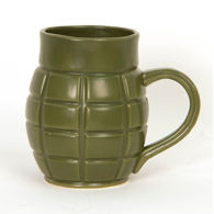 Ceramic Olive Green Grenade 22 oz Coffee Mug