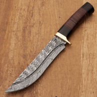 Damascus Bowie Knife with Brass Guard