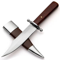 Western Boot Knife with High Carbon Steel Blade and Hardwood Grip, includes scabbard