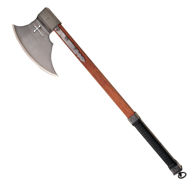 Axe of the Crusades with Sharpened Blade, Hardwood Shaft and Leather Covered Grip