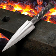 Railroad Spike 1065 steel spear point dagger with one-piece construction and a twisted handle