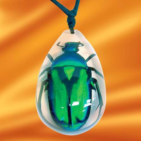 Picture of Green Rose Chafer Beetle Necklace