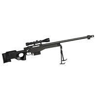 Goatgun black sniper rifle is metal 1:2.5 scale die-cast model with funcitoning mag release and trigger that squeezes
