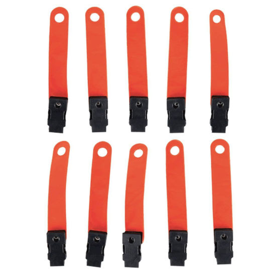 pack of 10 reflective trail markers with attached heavy-duty clips to attach to branches and limbs for an easily spotted trail