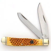 Roper pocket knife with 2 sharp 1065 carbon steel blades, real jigged bone scales, nickel silver bolsters and brass liners