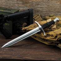 Honshu Crusader Quillon Dagger with sharp 1060 carbon steel blade, injection-molded TPR handle, cast 2Cr13 pommel and handguard