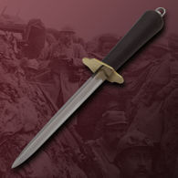 replica French Model 1833 Naval Boarding Knife with triangular high carbon steel blade, brass guard, tapered wood grip