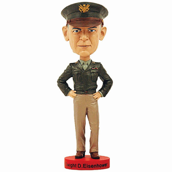 Dwight D. Eisenhower hand-painted resin bobblehead includes collector box with important facts about his life and accomplishments