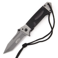 assisted opening tactical knife with spear-pointed, 440 stainless steel tanto blade, G-10 scales, pocket clip, lanyard
