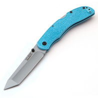 Corser Lockback Folder, part of KA-BAR’s Space Force line, has a stout AUS 8A stainless steel tanto blade, blue handle