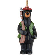 Armed Bear Ornament Nattily attired in red hat and green vest, perfect for hunters or animal lovers