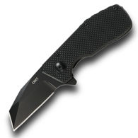 CRKT Razelcliffe Compact Framelock knife has Wharncliffe blade, deep finger choil and thumb friction grooves for grip, G10 handles