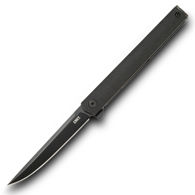 low-profile CEO Linerlock Blackout Flipper has a prominent flipper, lubed ball bearings, satin finished stainless steel blade