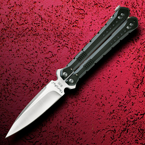 Honshu Senjutsu Butterfly Knife for flipping tricks and self defense, sharp stainless steel blade and aluminum handles