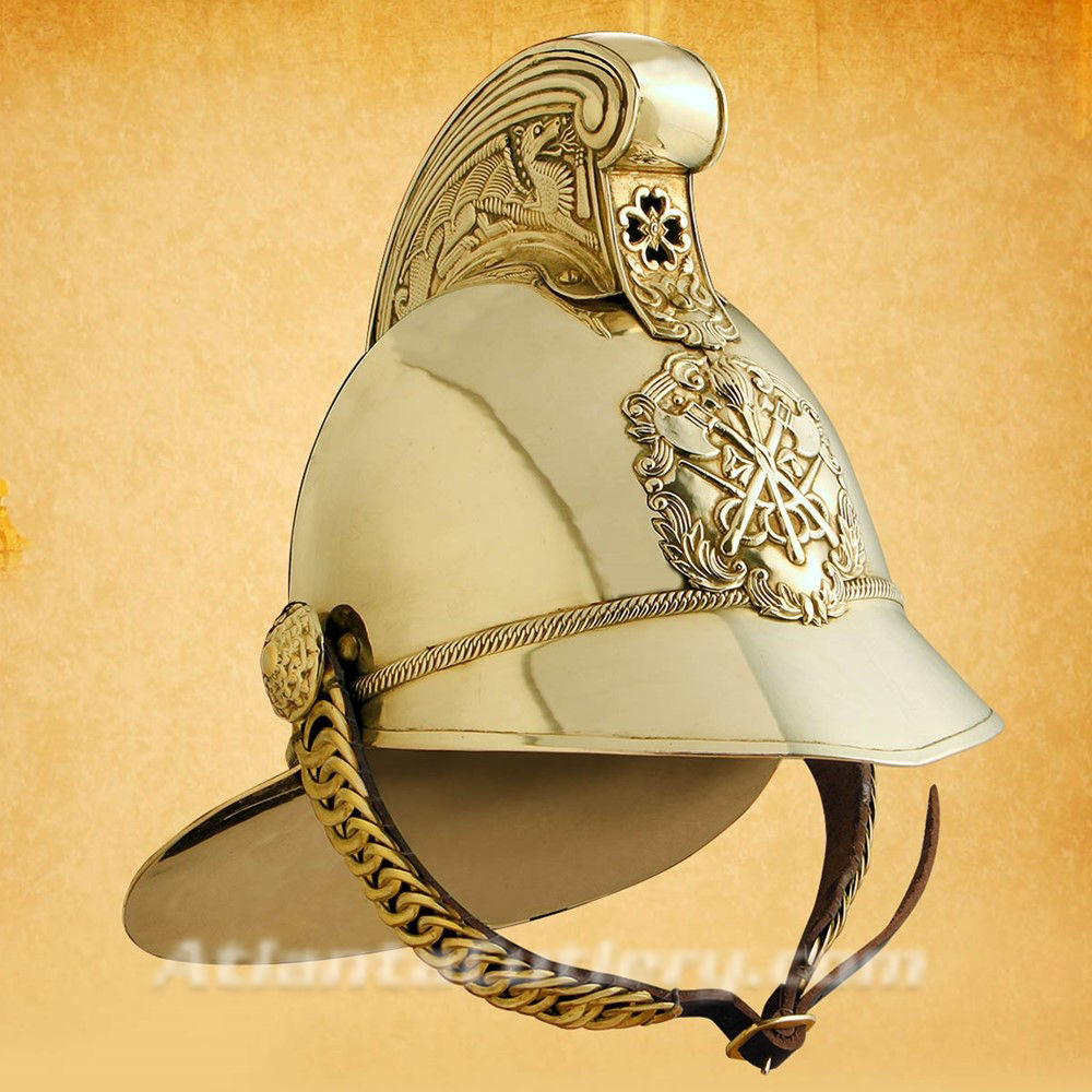 Details about    Medieval New Brass Finish Fireman Fire Fighter Helmet Fire helmet 