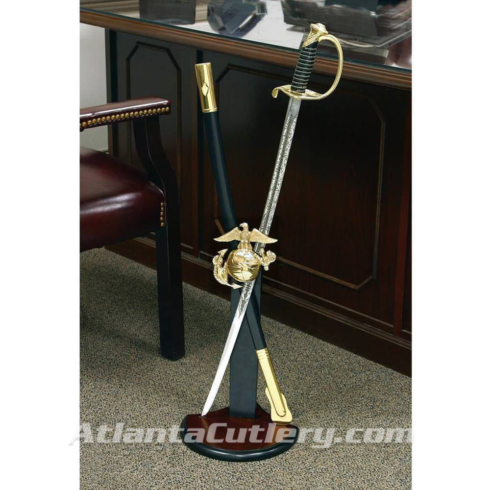 Elegant display stand for sword or saber and scabbard 