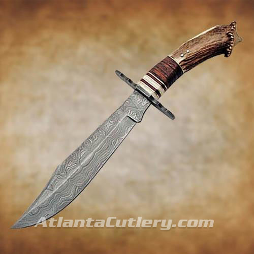 Picture of Stag Handle Damascus Hunting Knife
