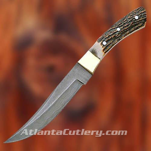 Picture of Stag Handle Damascus Skinner