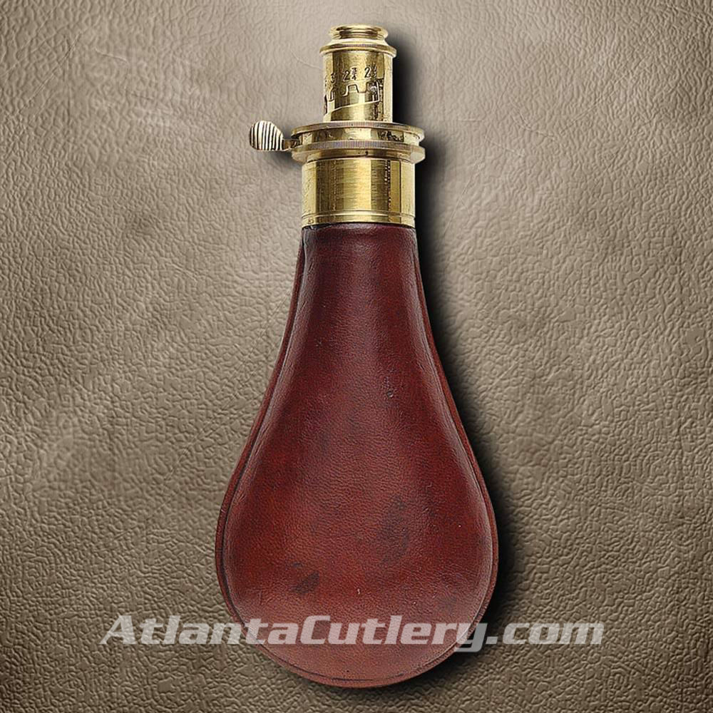 Picture of Hawksley Replica Brown Leather Powder Flask