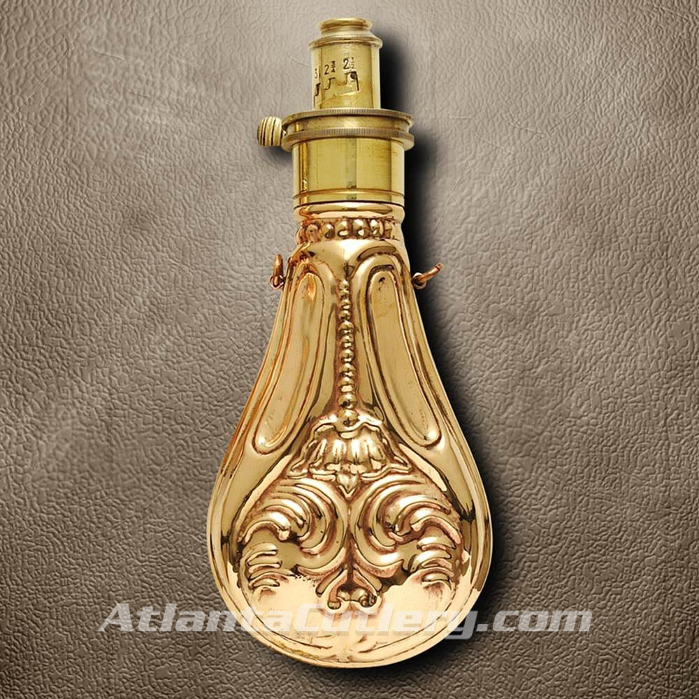 Picture of Hawksley Replica Brass Powder Flask Floral Design