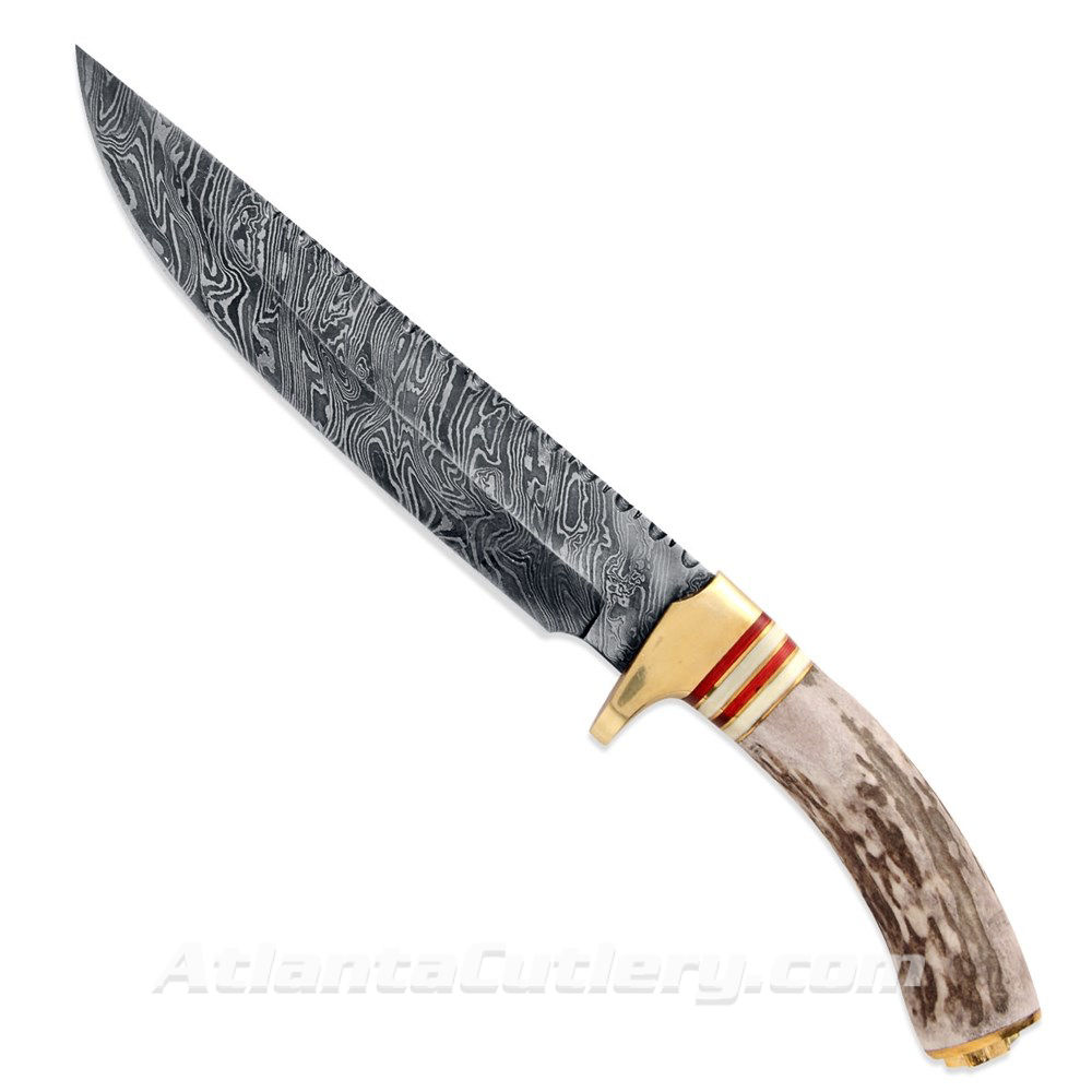 Damascus Frontier Stag Handle Hunter