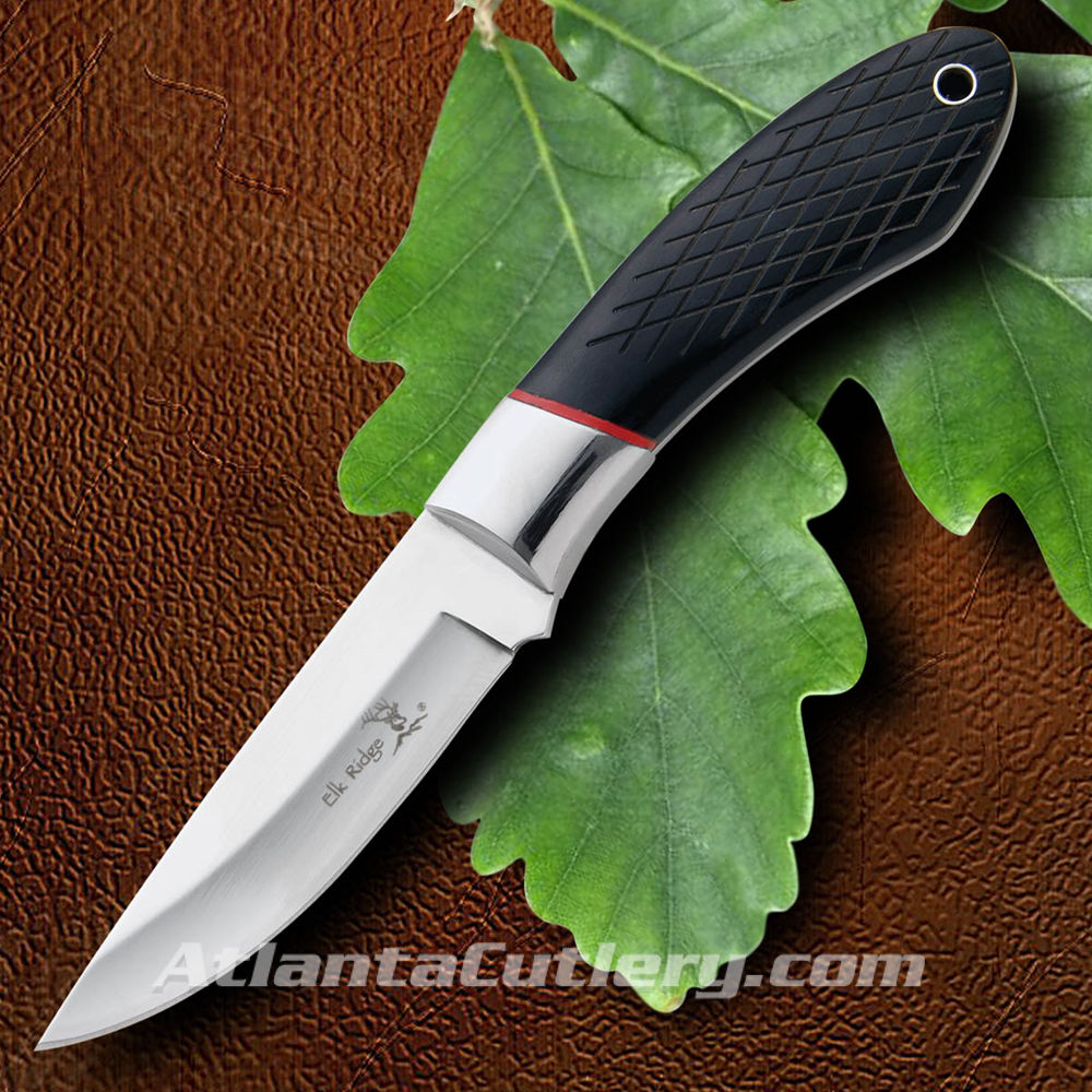Elk Ridge Hunter Knife Black Wood Scales