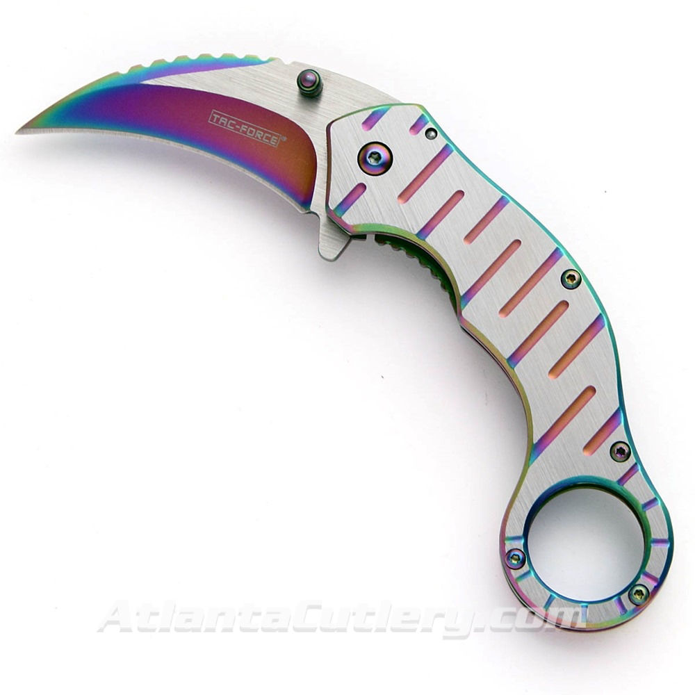 Rainbow Folding Karambit Knife - Tac Force