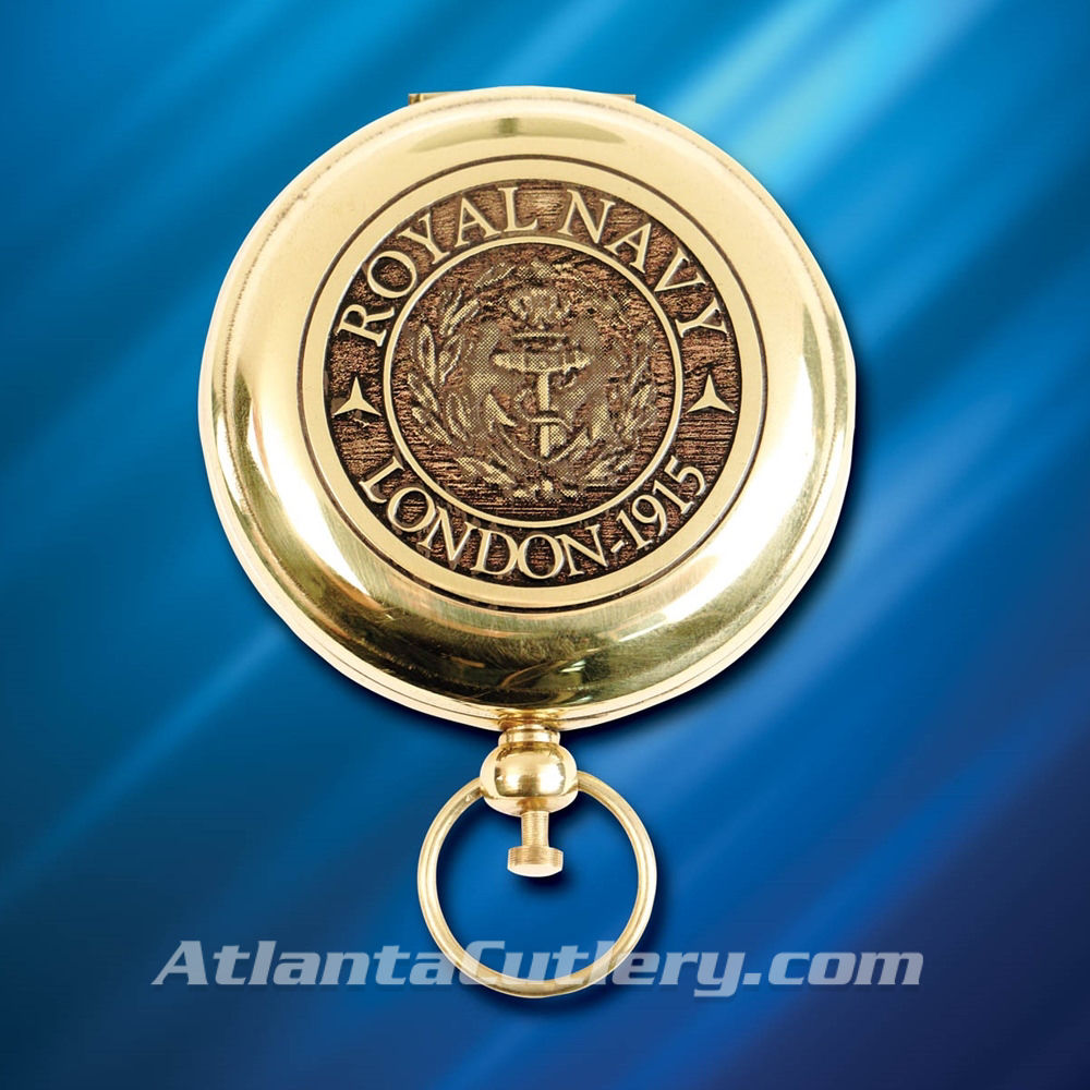Royal Navy Brass Pocket Compass - Insignia