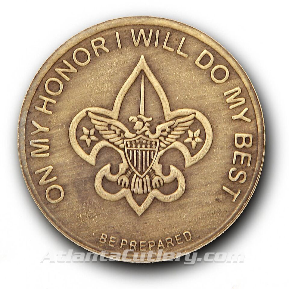 Vintage Boy Scouts Oath and Law Brass Challenge Pocket Coin 1.5” Diameter