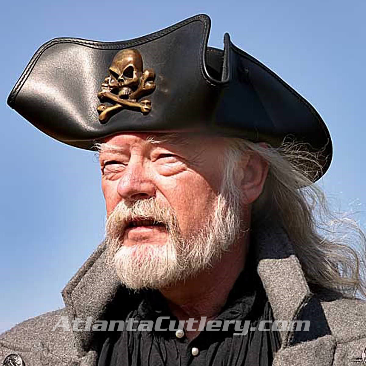 Picture of Skull & Crossbones Tricorn Leather Hat