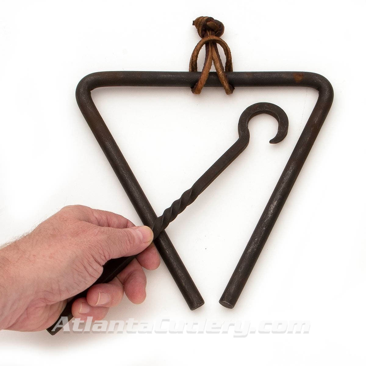 Triangle Dinner Bell with  striker and leather hanger