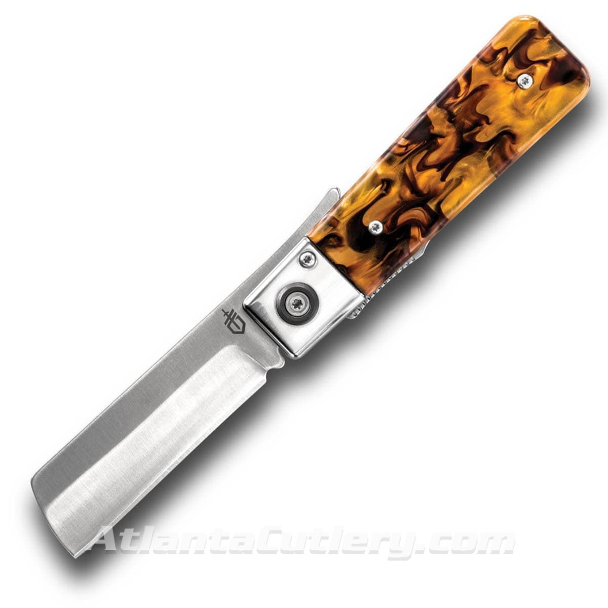 Gerber Jukebox Tortoise Shell Pocket Knife with Modern Sheepsfoot Blade