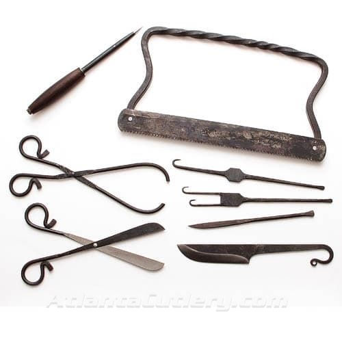 Hand Forged Iron Battlefield Surgery Kit with 8 Tools