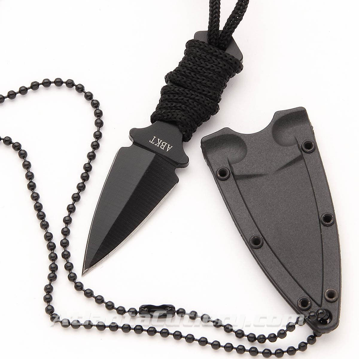 Covert Ops Double Edged Neck Knife with Sheath and Bead Chain