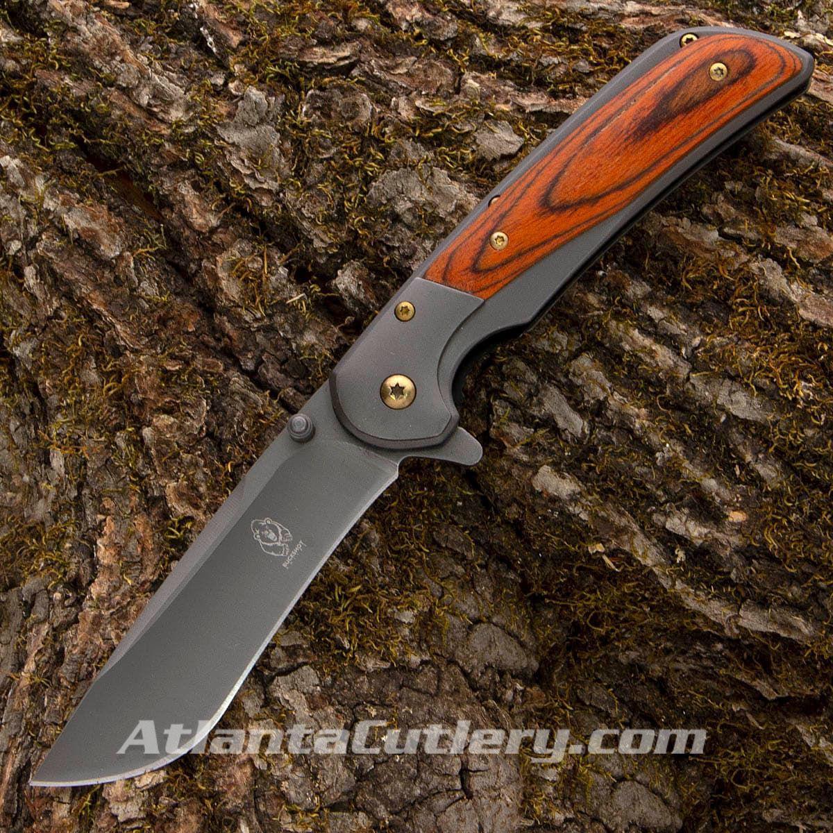 Buckshot Folder assisted opening knife with wood scales