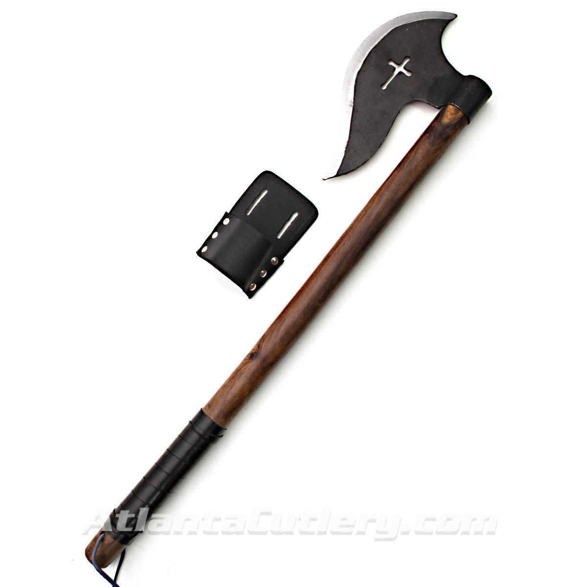 "Display" Crusader Axe with leather frog