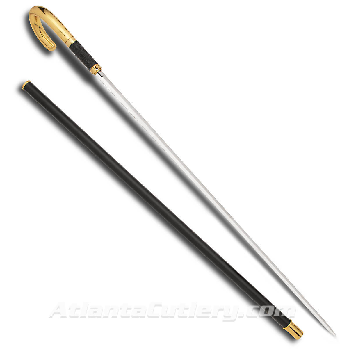 Gold Plated ISS Sword Cane with Full Length Rapier Blade