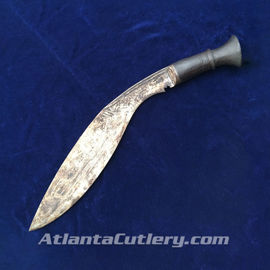 Antique Longleaf Gurkha Kukri melted, forged, shaped, and hammered in Nepal by individual Kamis and marked in Devanagari script