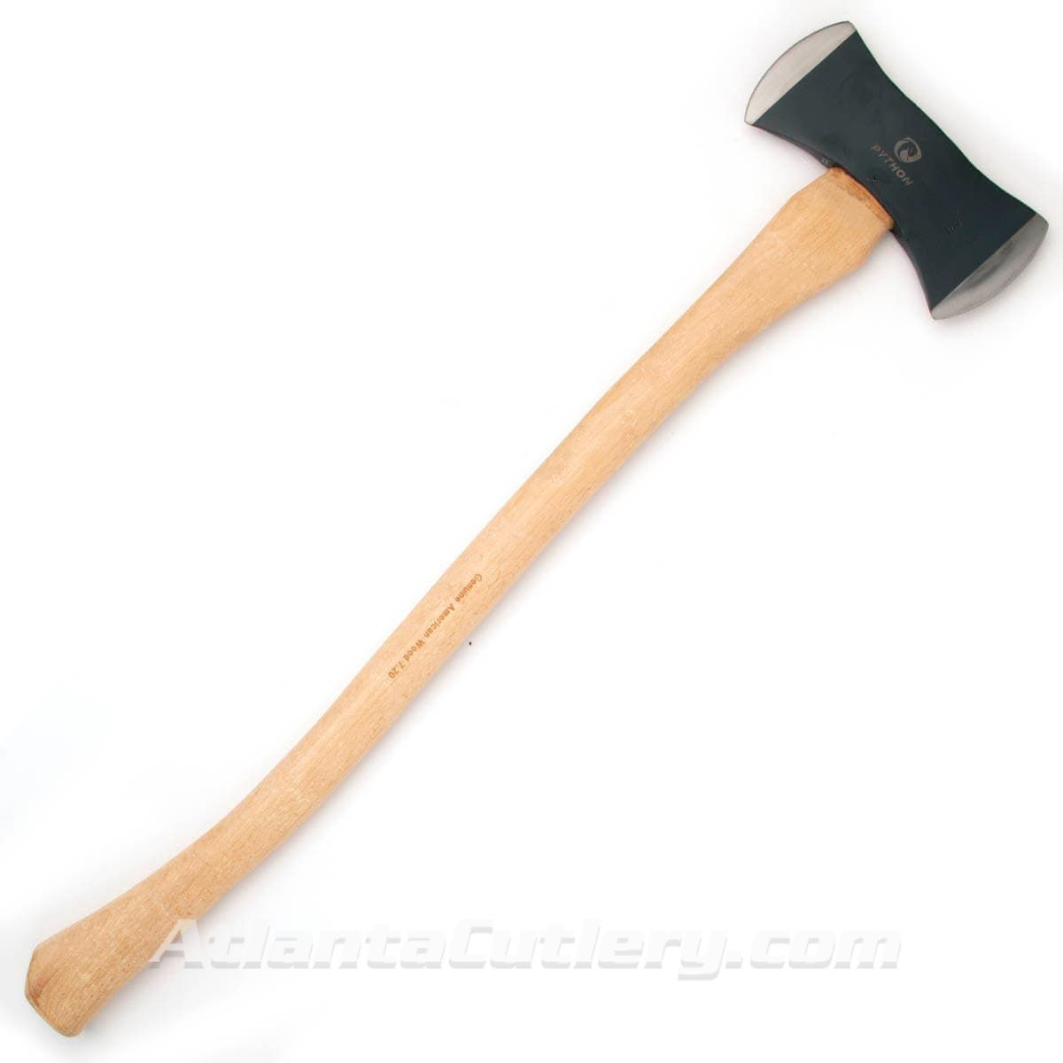 Python Double Bit Axe with Drop forged 1055 high carbon steel blade and hardwood handle, one side for cutting trees, the other is for splitting wood