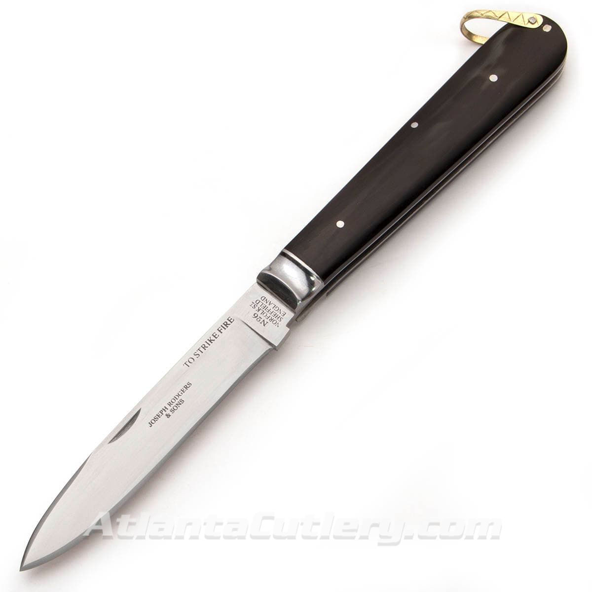 Reproduction Joseph Rodgers & Sons #6 Spear Point Folder with Polished Buffalo Horn Scales and Carbon Steel Blade