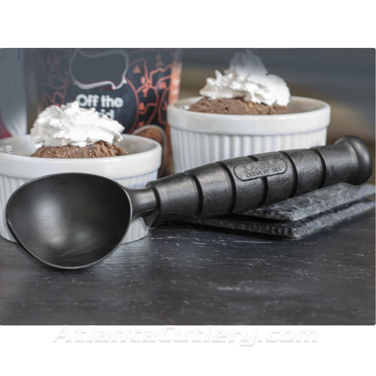 KA-BAR Dessert Destroyer Ice Cream Scoop also works with watermelon and cantaloupe, made in USA with Creamid, dishwasher safe 