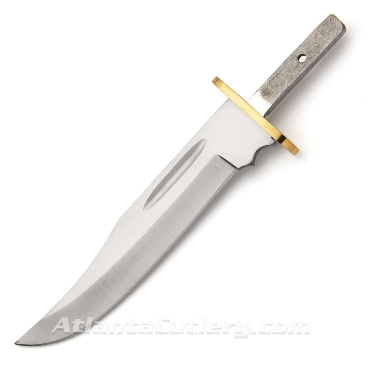 stainless steel California Clip Point Skinner Blade knife blank is sharp, has solid brass guard, and is pre drilled for pin