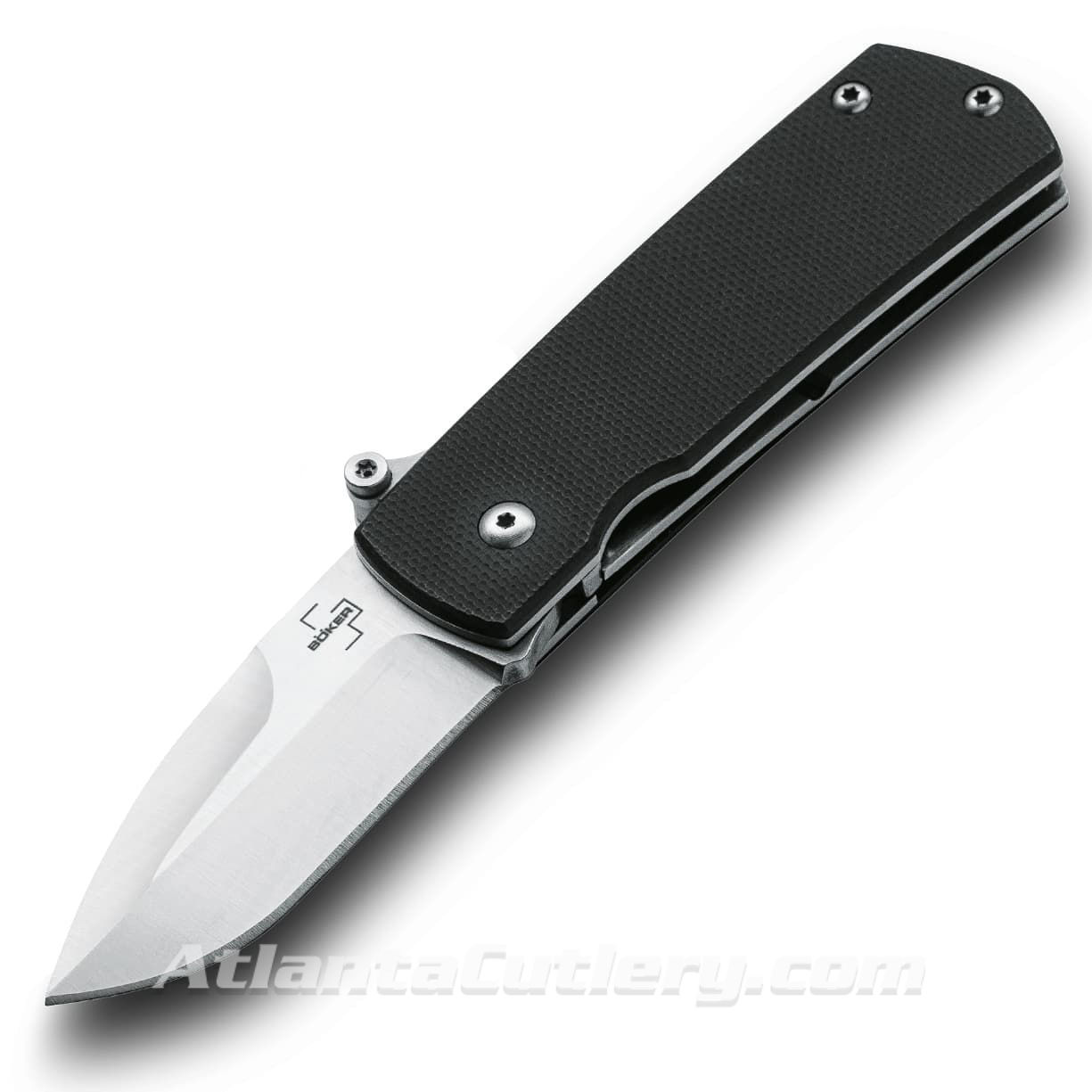 Boker Plus Shamsher automatic pocket knife with D2 steel blade, textured G10 scales for secure handling, legal in all 50 states