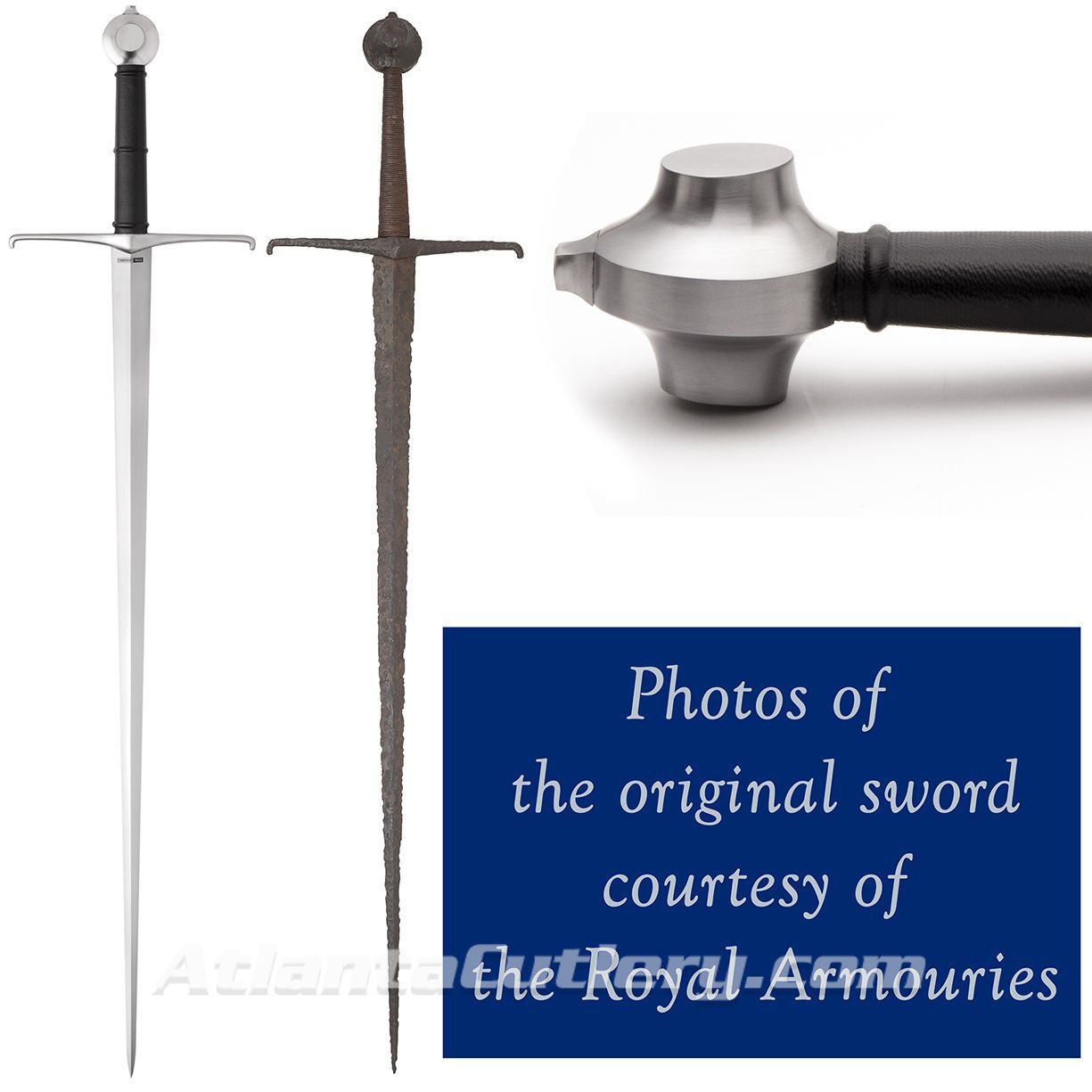 side by side comparison of the original in the Royal Armoury collection and the Windlass Steelcrafts replica