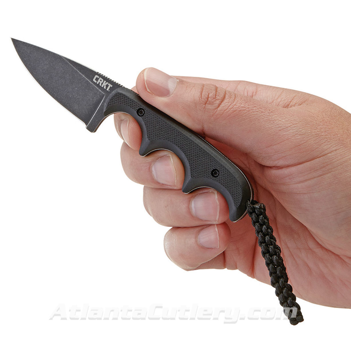 CRKT Minimalist Drop Point knife has 5Cr15MoV blade, G10 handle, cord FOB, sheath, built for anything that needs to be cut