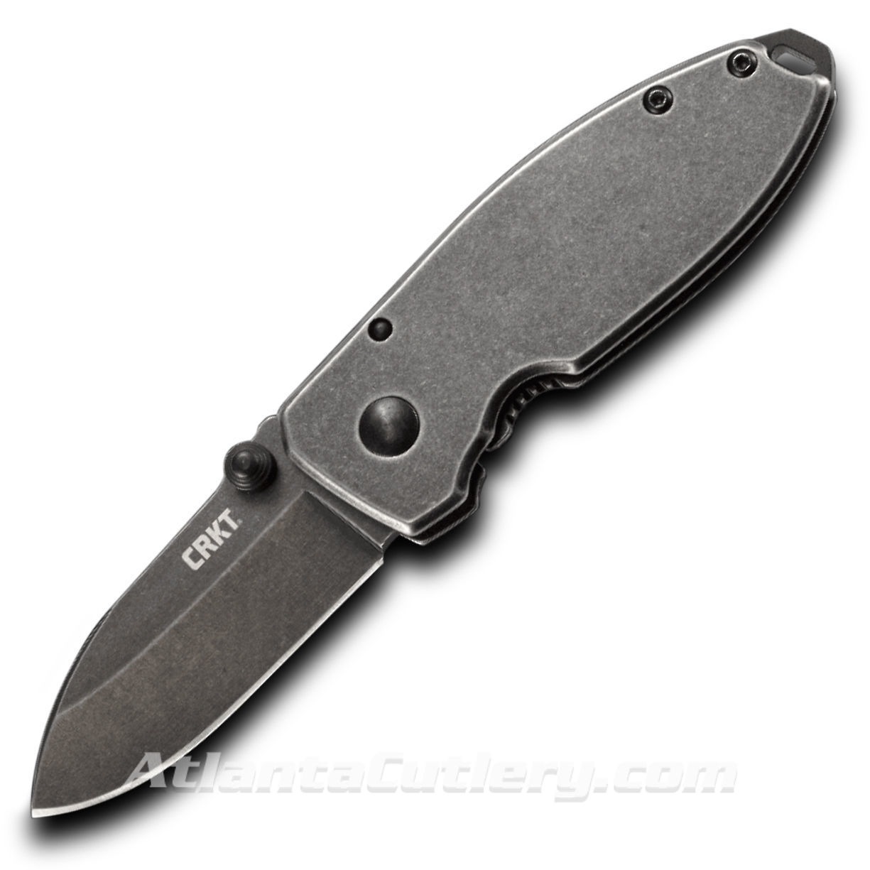 CRKT Squid™ Framelock-Black compact everyday knife has friction grooves on the drop-point blade for a secure grip